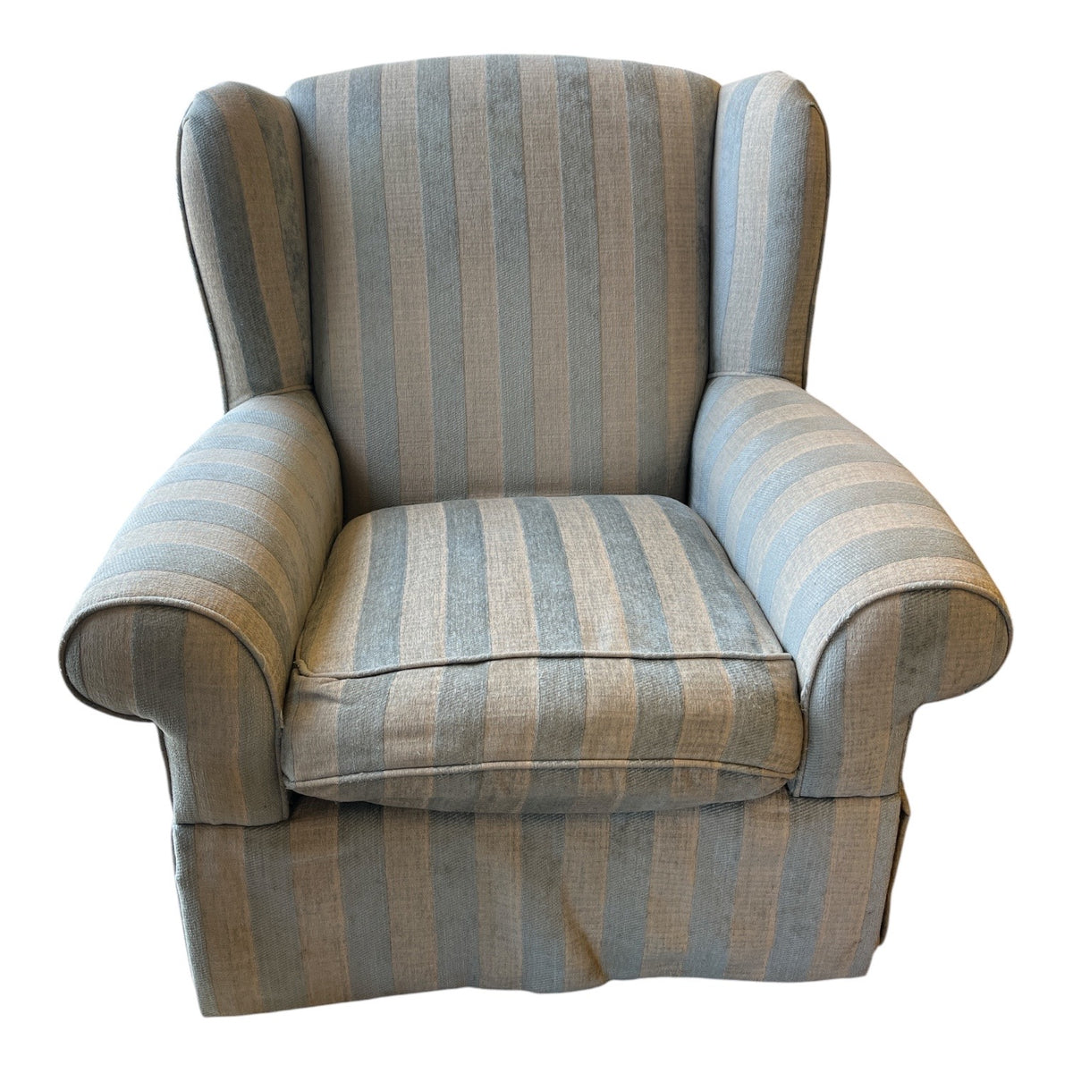 Classic Striped Wingback Armchair