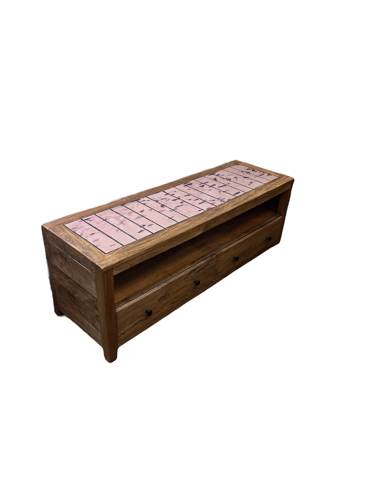Rustic Wooden Console Table With Storage Drawers