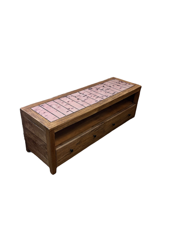 Rustic Wooden Console Table With Storage Drawers