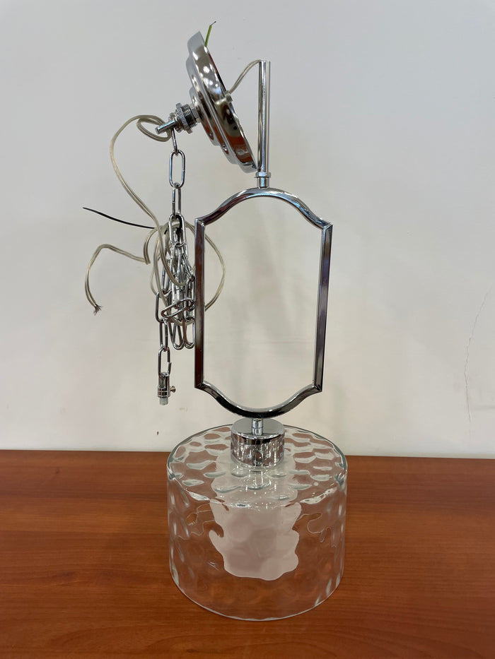 White and Clear Glass Chrome Pendant
