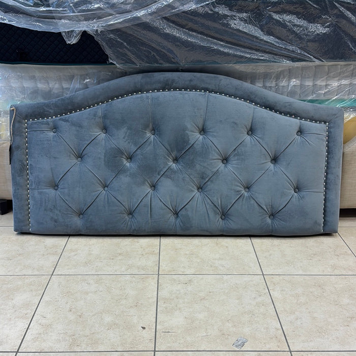 Grey Velvet Tufted Headboard