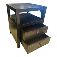 Pottery Barn Rhys Collection Campaign Style Wooden Side Table w/ Drawers