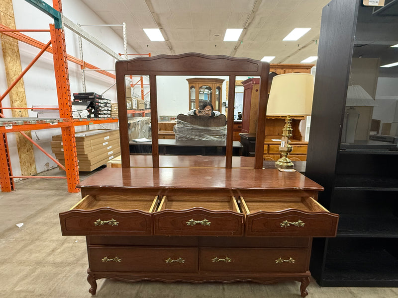 Mahogany 7 Drawer Lowboy Dresser with a Mirror