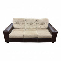 3-Seater Beige Sofa with Faux Leather Base