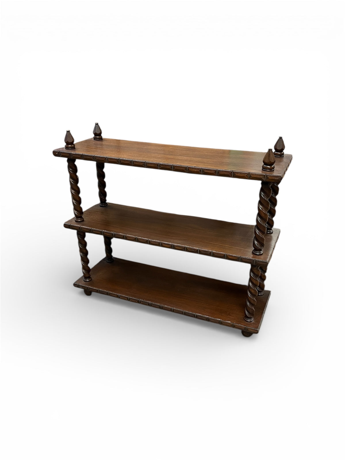 Solid Wood 3 Tier Shelf with Twist Columns