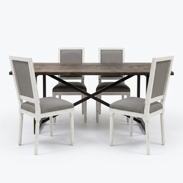 Reclaimed Wood and Industrial Metal Dining Table Set
