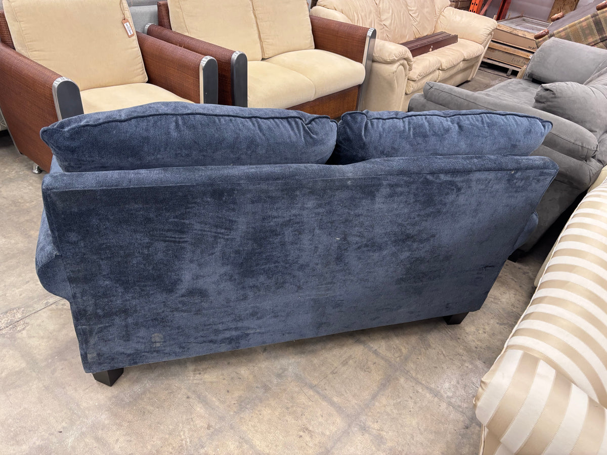Blue Upholstered Fabric Loveseat