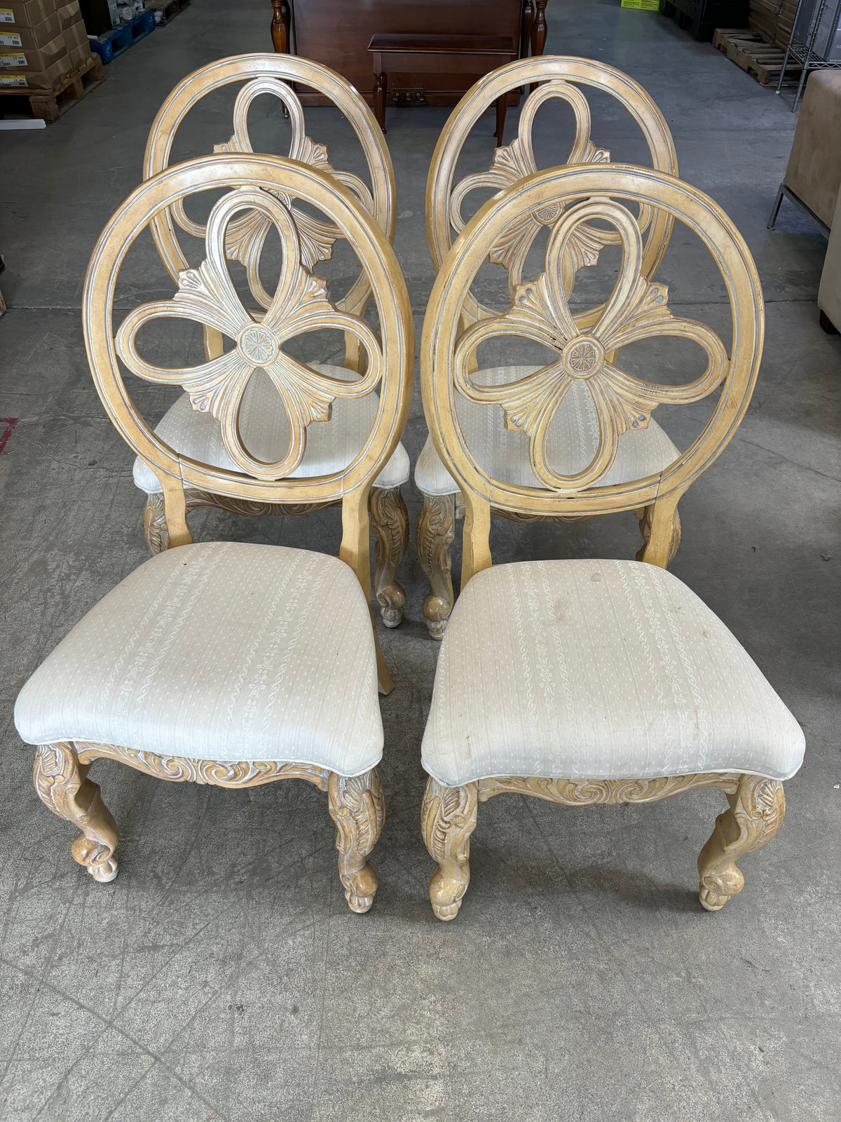 Set of 4 Decorative Blonde Maple Dining Chairs