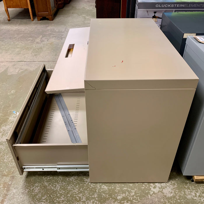 36-inch W Beige Filing Cabinet – 2-Drawer with Recessed Top Lid