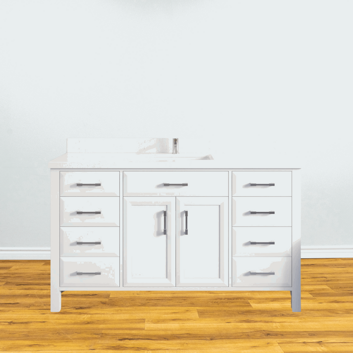 Calais 60-in Vanity with Engineered Stone Countertop- White