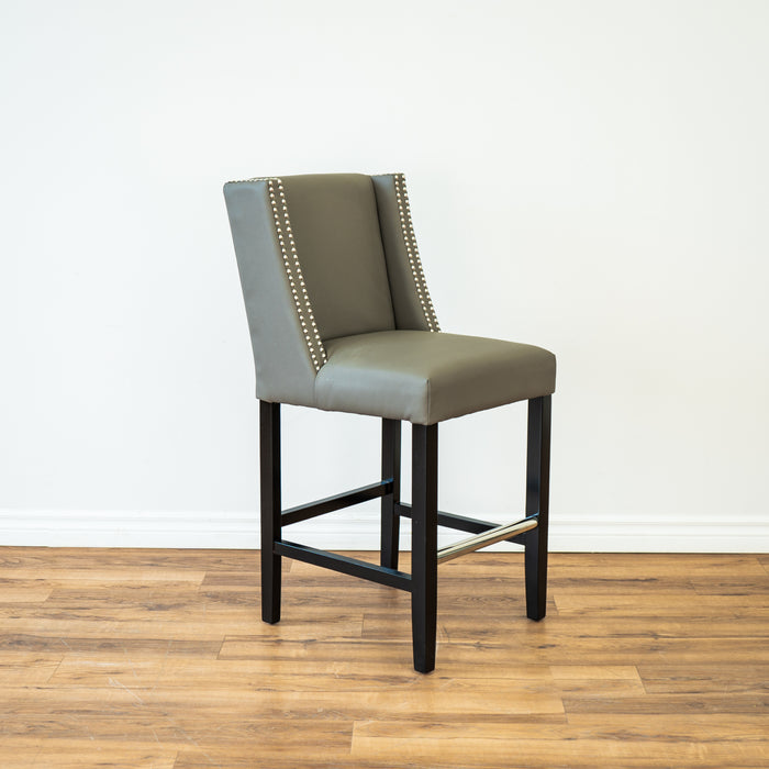 Wing Back Design Counter Stool in Grey