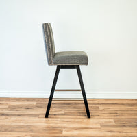 Upholstered Linen Swivel Counter Height Barstool in Grey