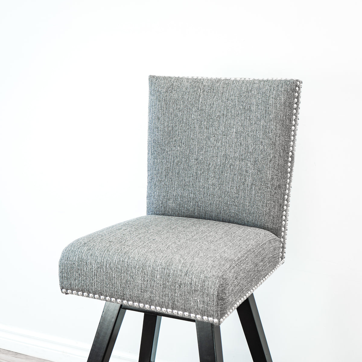 Upholstered Linen Swivel Counter Height Barstool in Grey