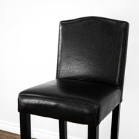 Camel-Back Black Leather Barstool