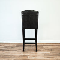 Camel-Back Black Leather Barstool