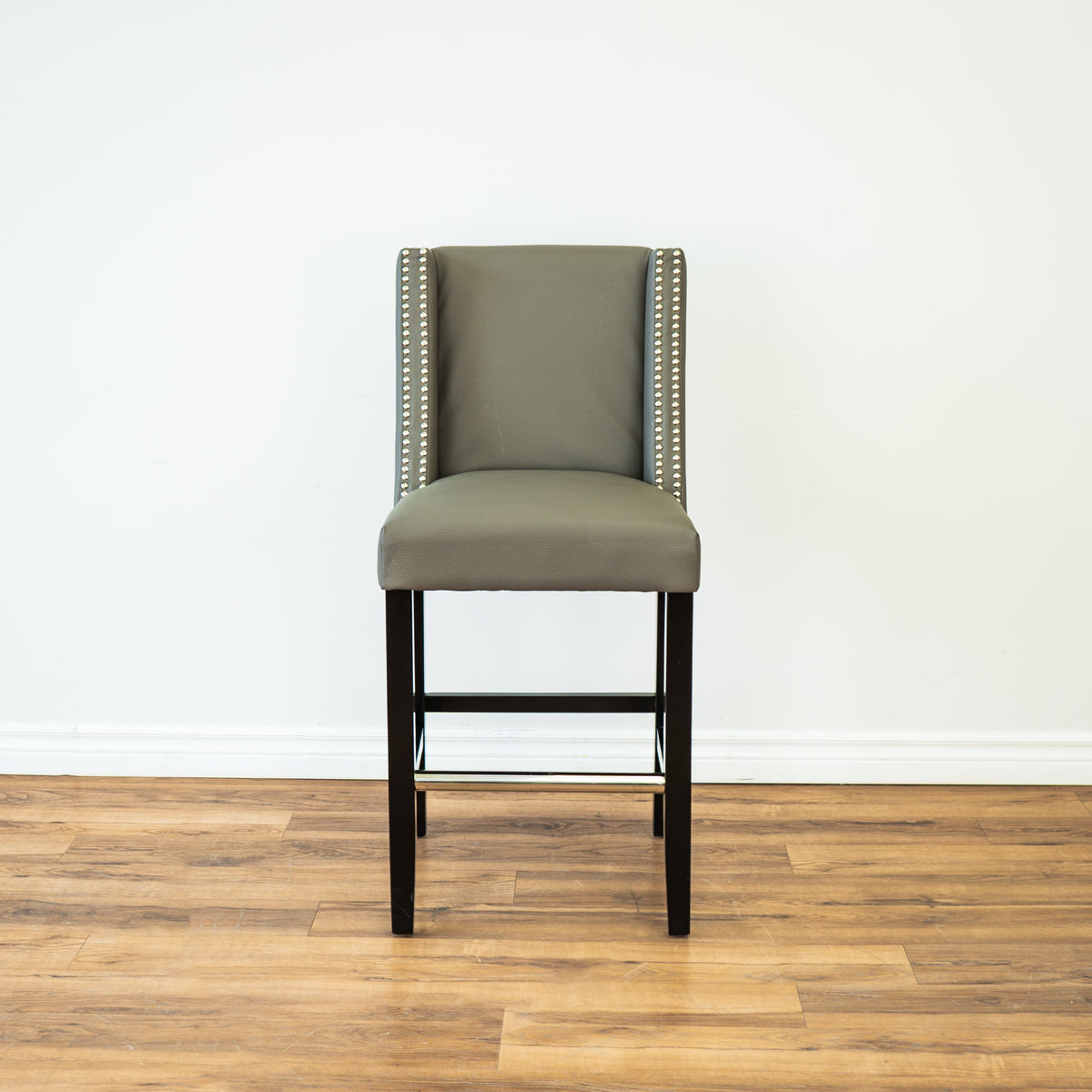 Wing Back Design Counter Stool in Grey