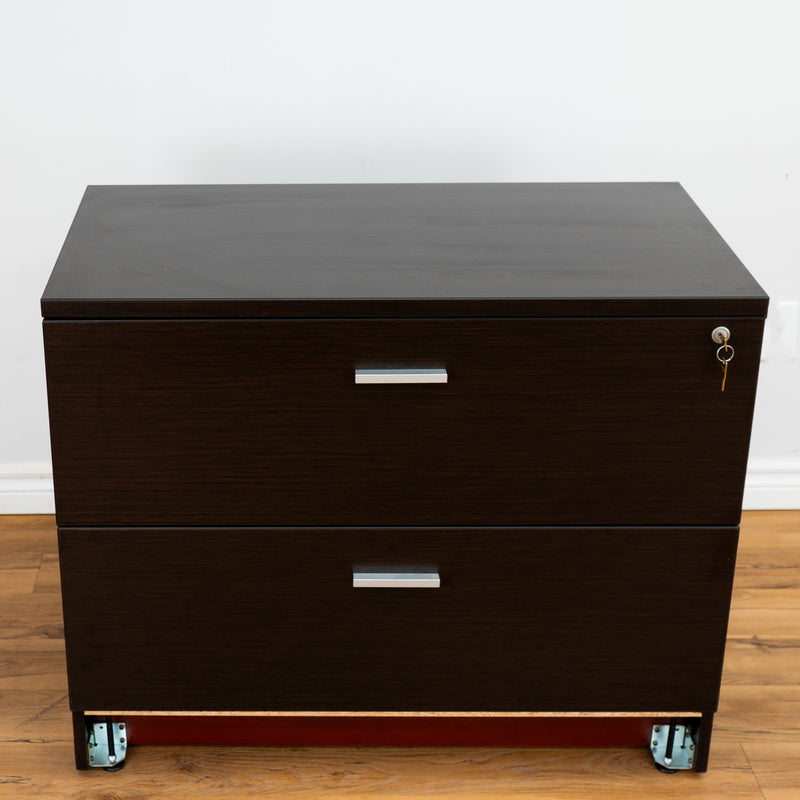 2-Drawer Wooden Cabinet in Dark Brown