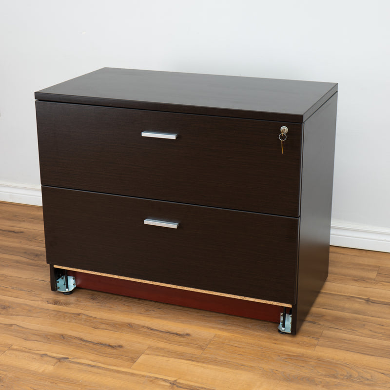 2-Drawer Wooden Cabinet in Dark Brown