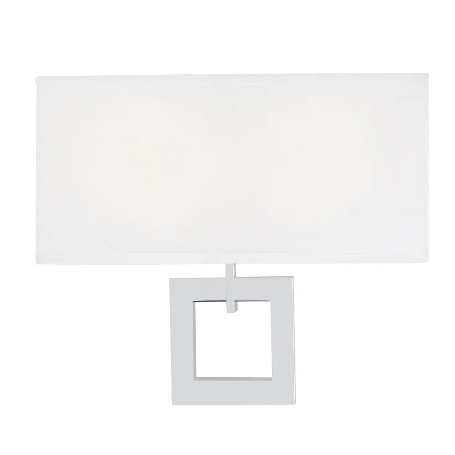 2-Light Wall Sconce with White Fabric Shade and Chrome Accents