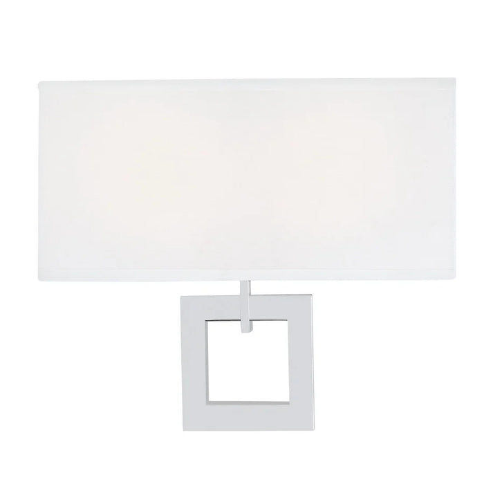 2-Light Wall Sconce with White Fabric Shade and Chrome Accents