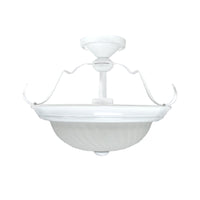 2-Light Semi Flush Mount in White Finish with Frosted Swirl Glass, 15” Dia.