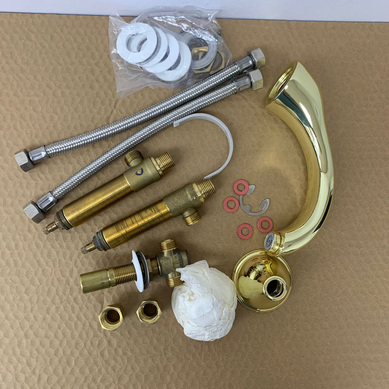 2-Handle Wall Mount Shower/Tub Faucet Trim in Bright Brass