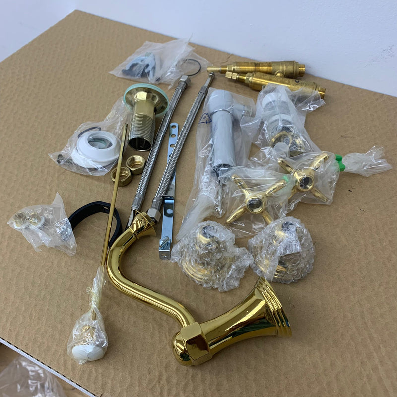 2-Handle Widespread Tub Faucet Set in Bright Brass