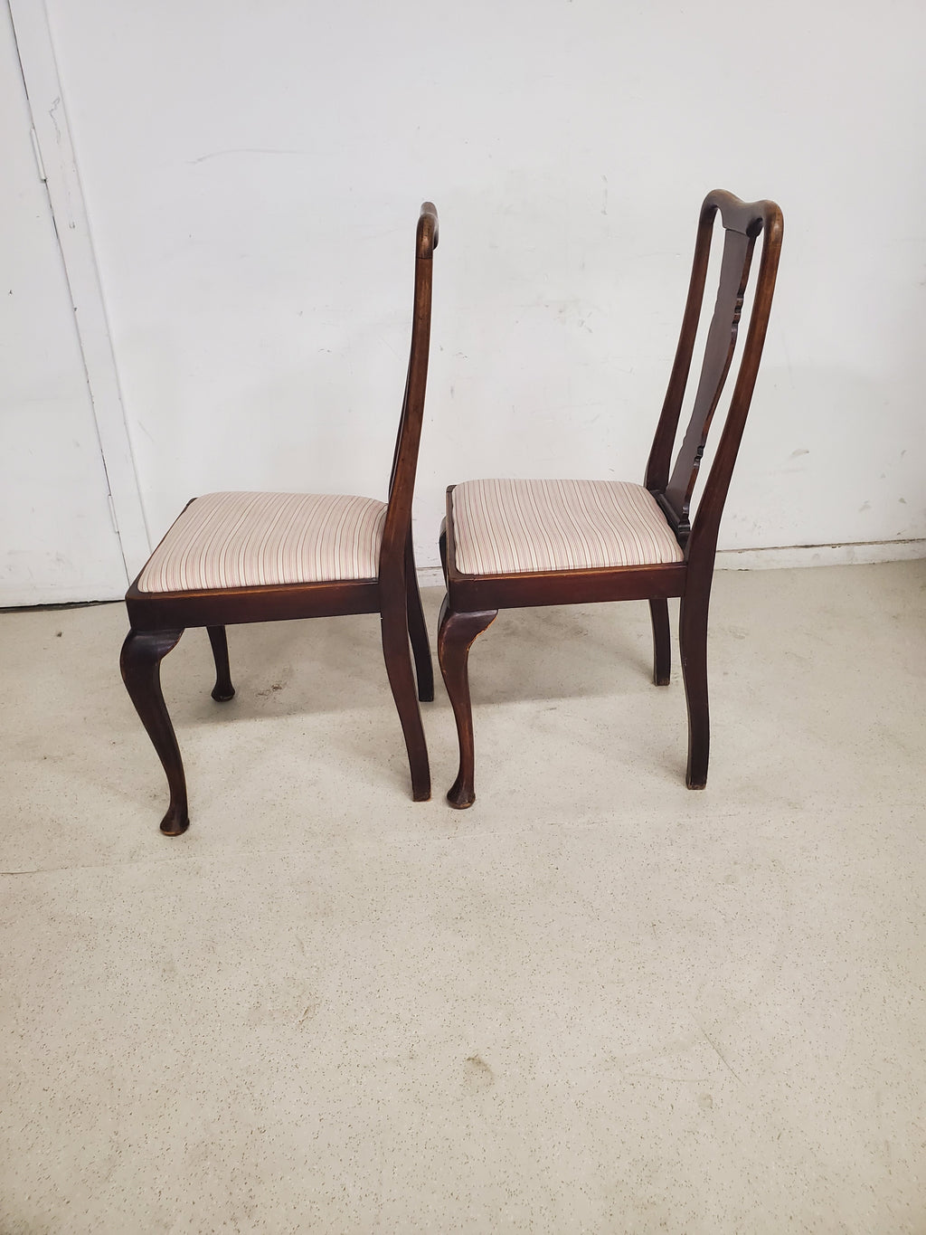 Pair of Wooden Pinstripe Dining Chairs