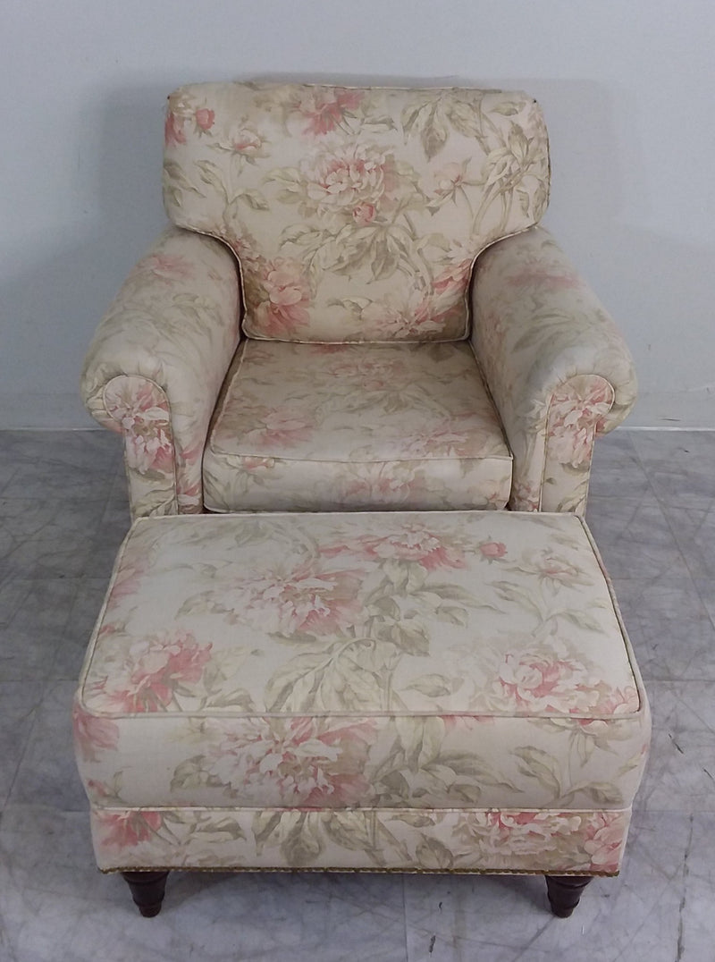 Floral Armchair With Ottoman