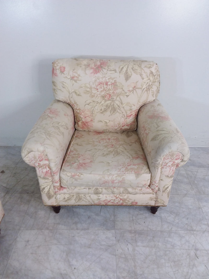 Floral Armchair With Ottoman
