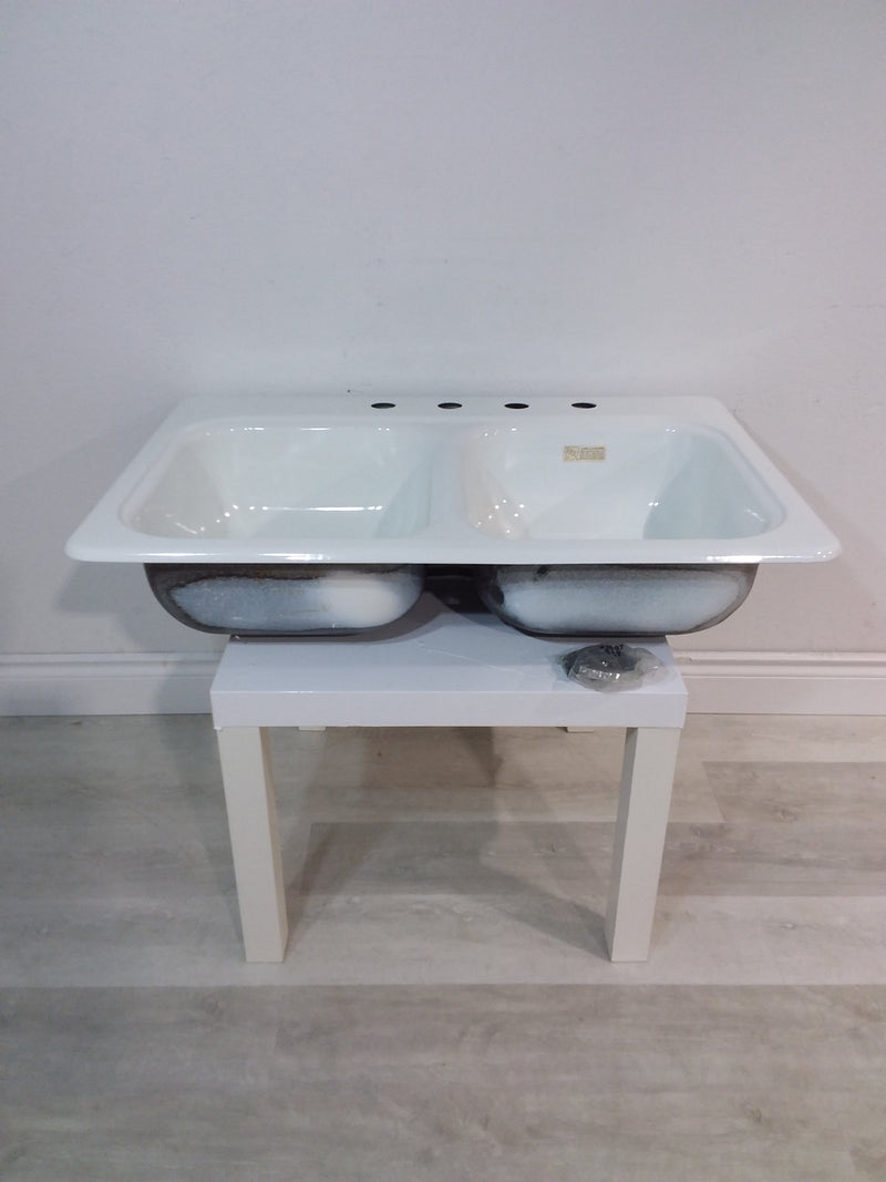Enameled Steel Double Bowl Sink
