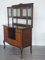 Antique Tiger Maple Buffet and Hutch