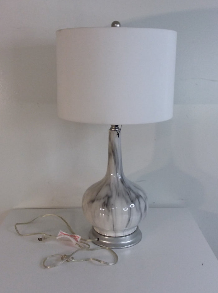 Marble Effect Lamp with Cotton Shade