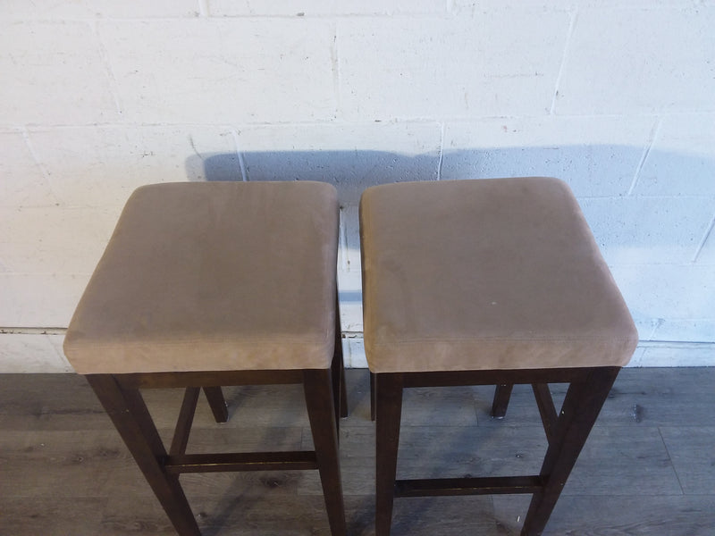 Faux Suede Top  Bar Stool In Taupe