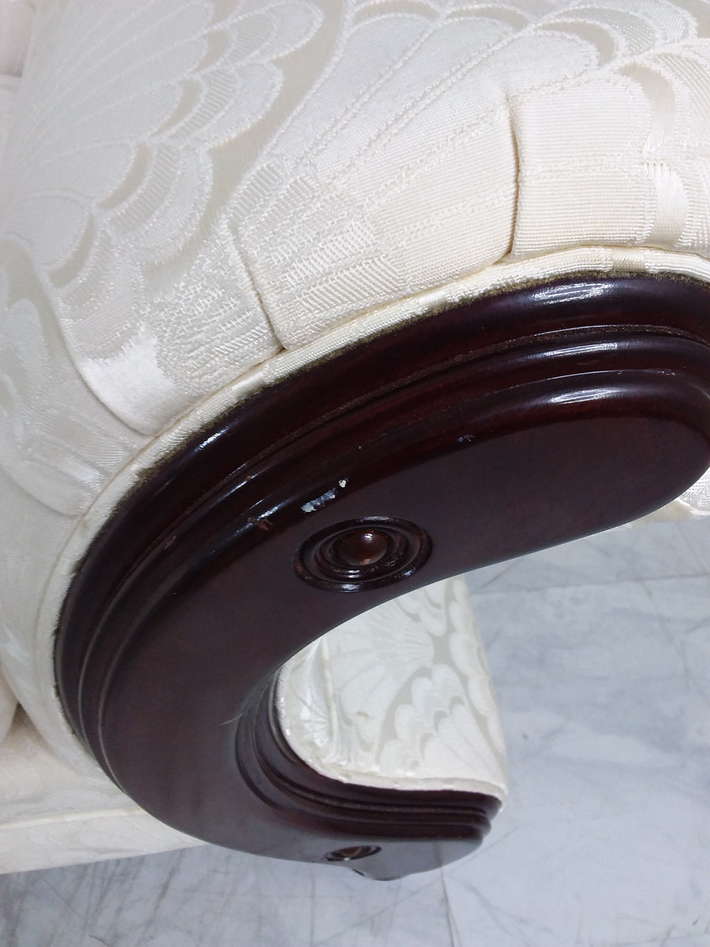 Upholstered Sea Shell Pattern Arm Chair
