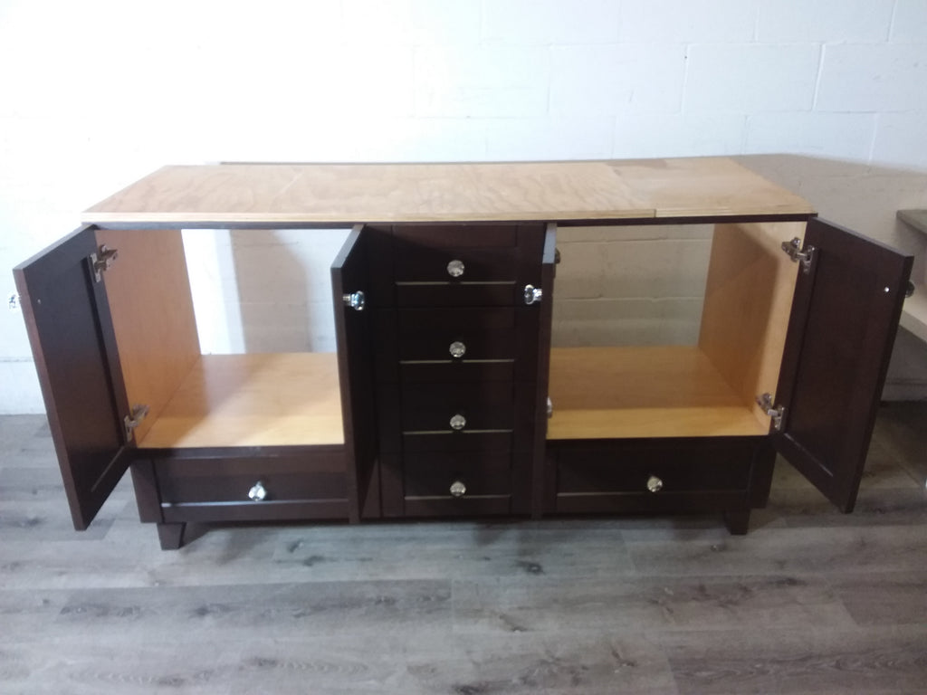Brown Vanity Base with Glass Knobs