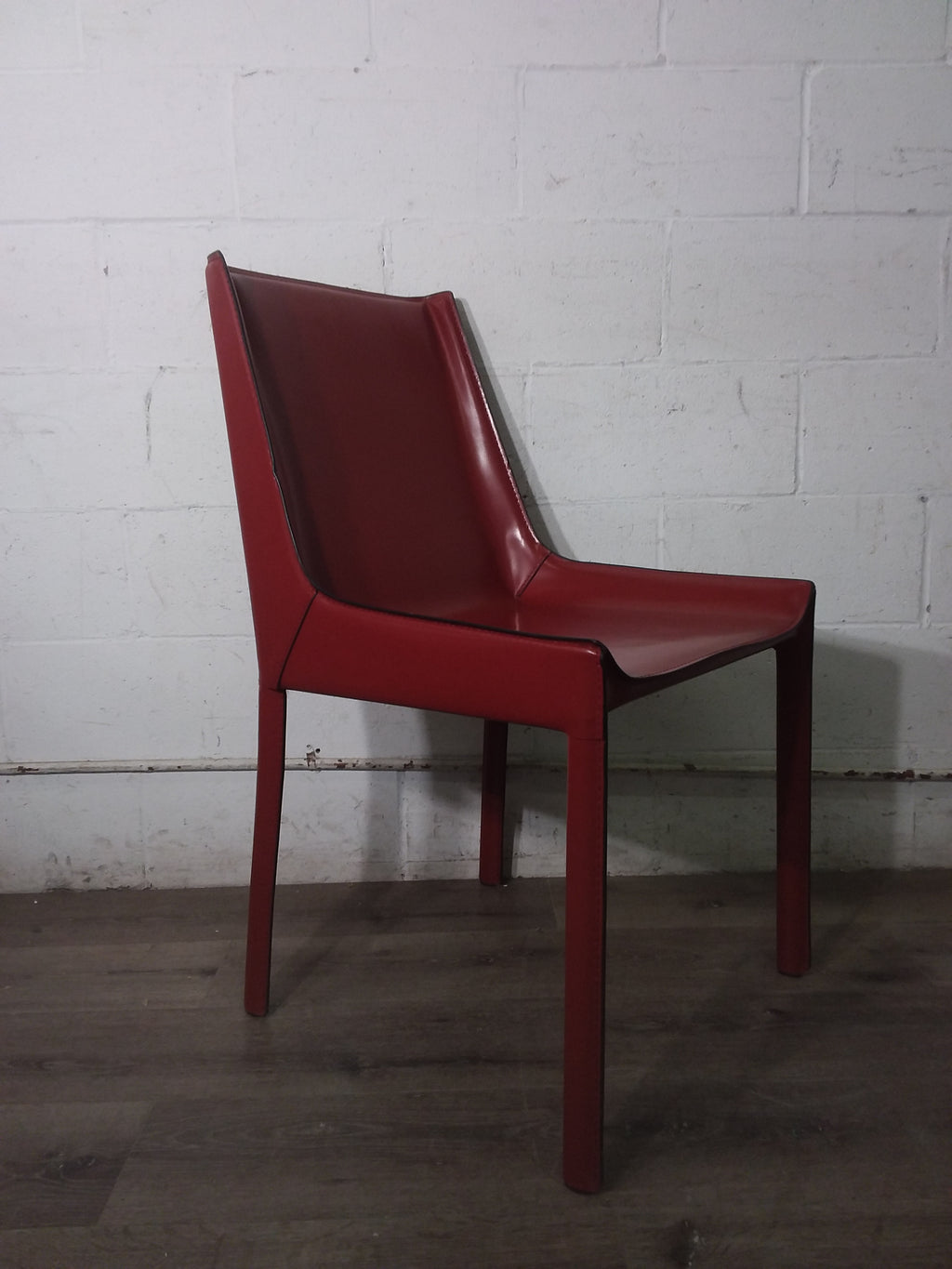 Set of Four Brick Red Dining Chairs