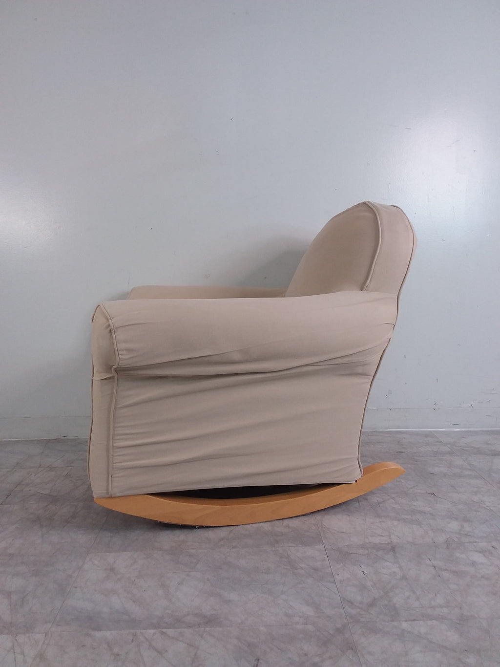 Latte Slip-covered Rocking Armchair