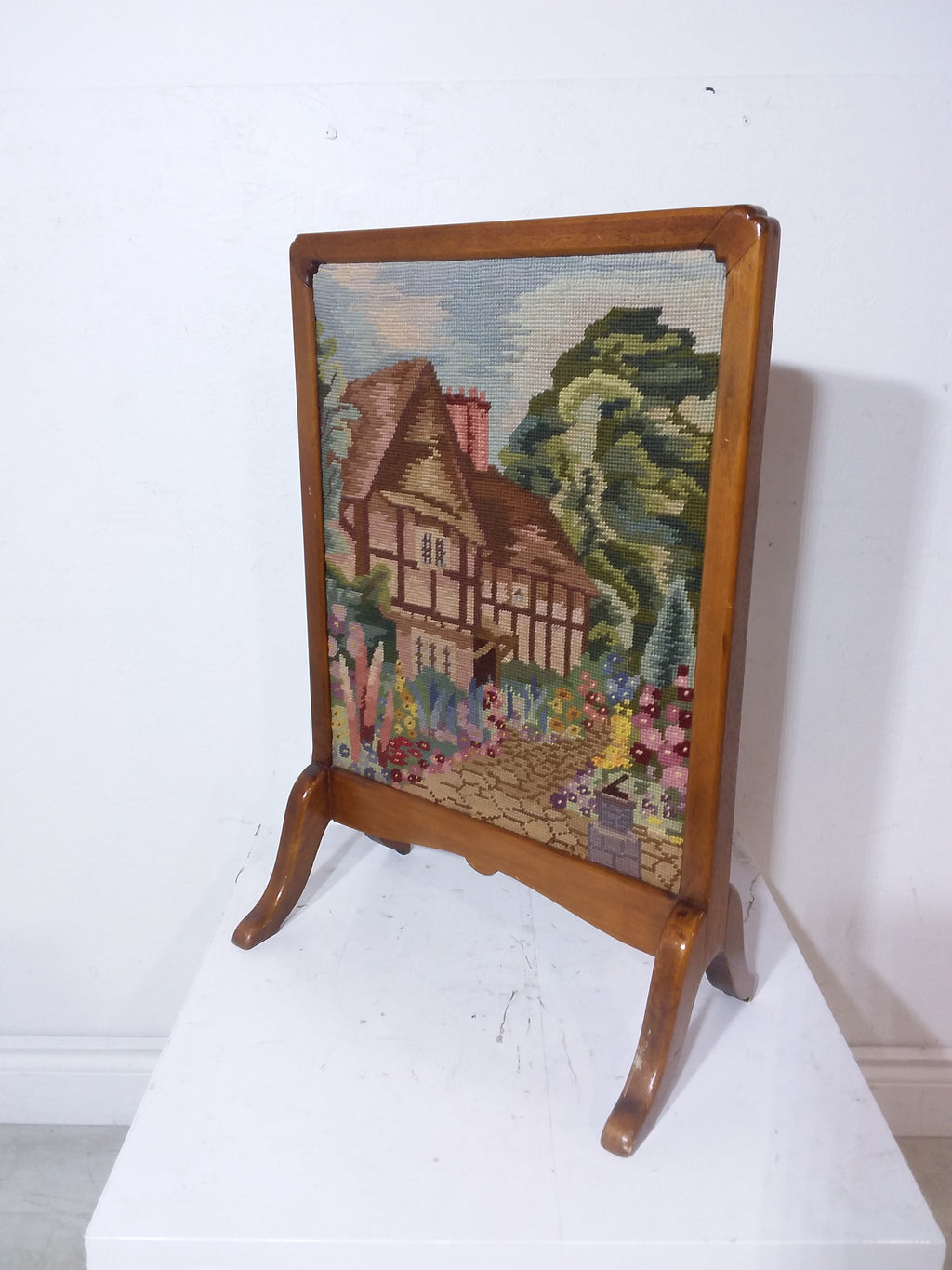 Standing Framed Cottage Embroidery