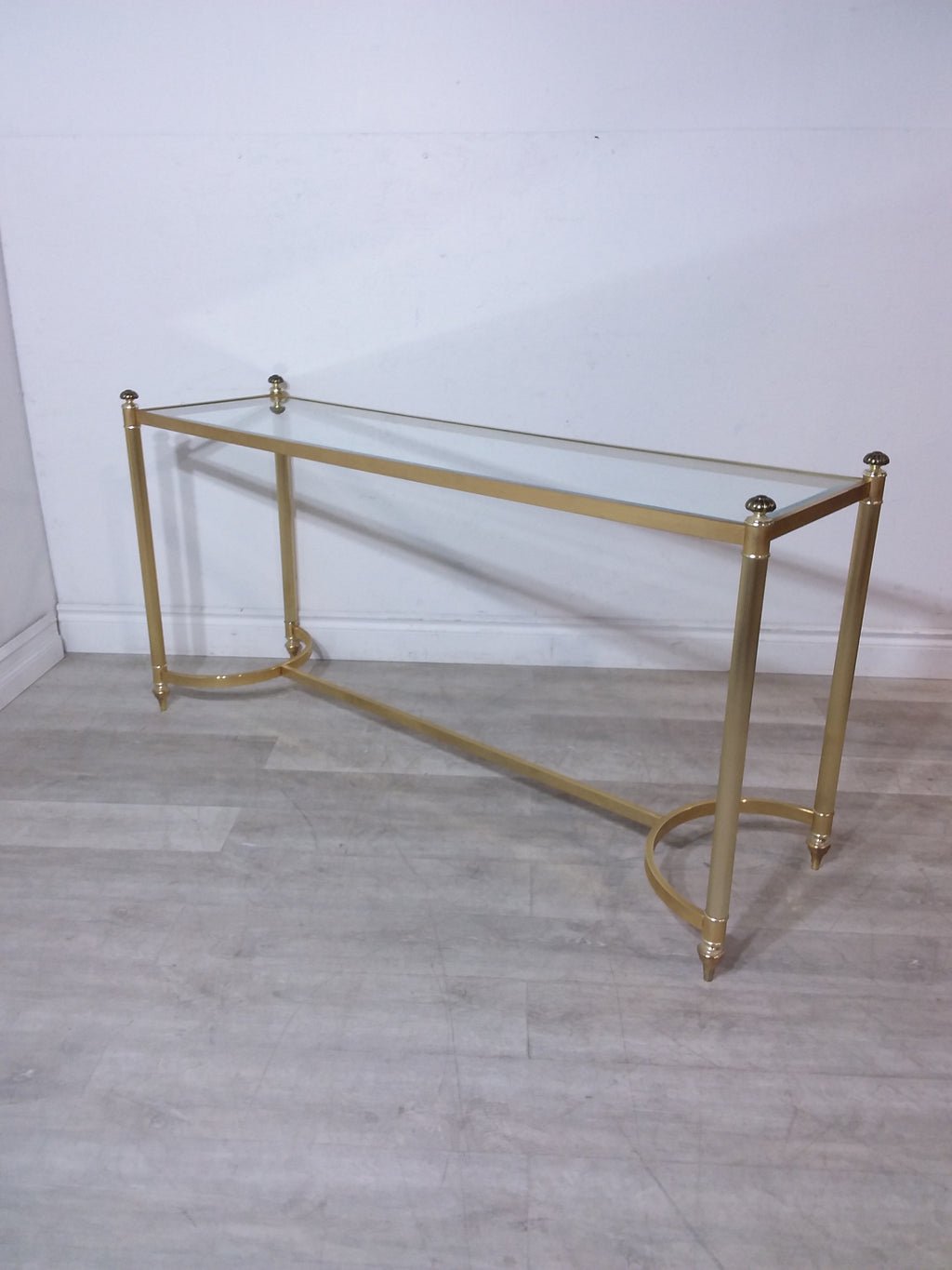 Gold Finish & Glass Sofa Table