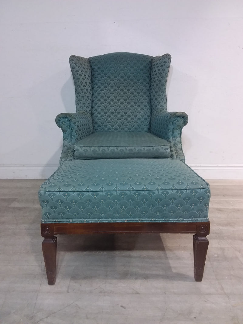 Scale Pattern Armchair with Foot Stool