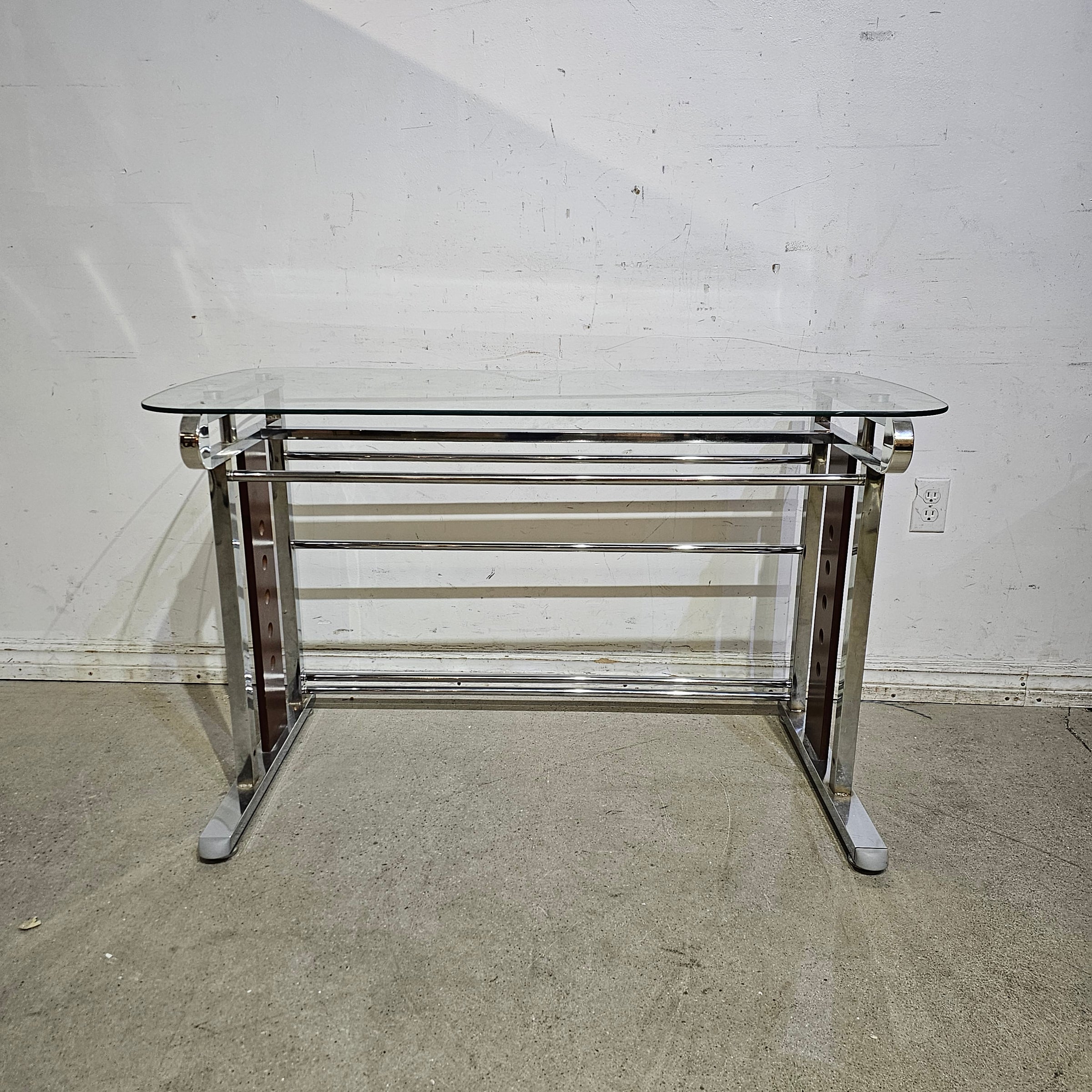 Contemporary Glass & Chrome Desk Habitat ReStore GTA