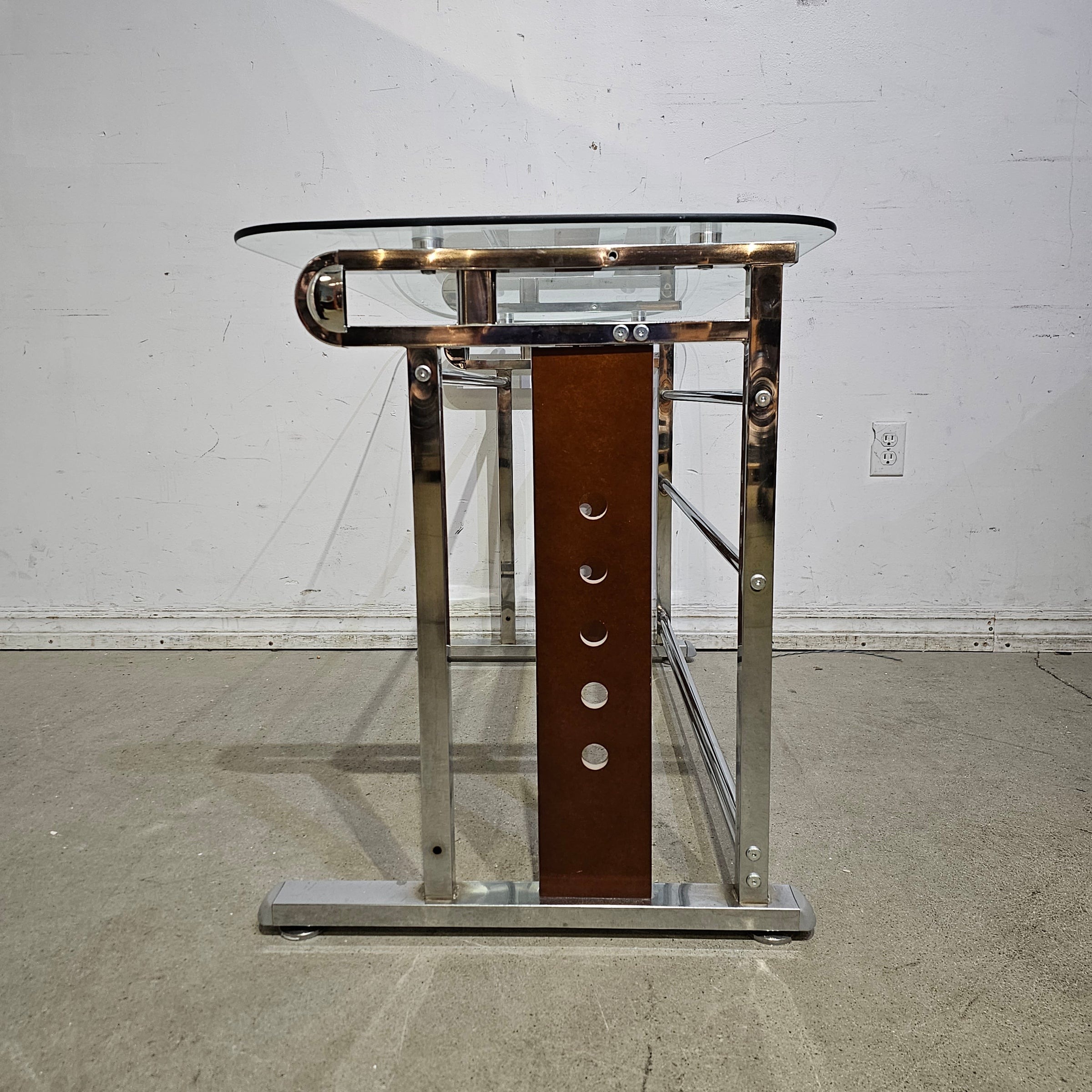 Contemporary Glass & Chrome Desk Habitat ReStore GTA