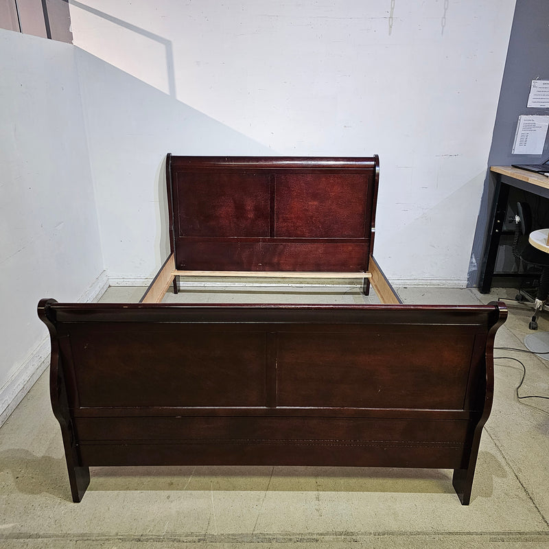 Vintage Hardwood Sleigh Bed