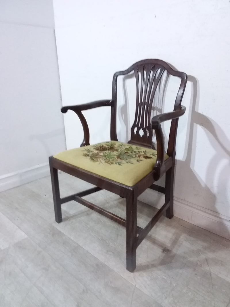 Antique Chair With Embroidered Seat