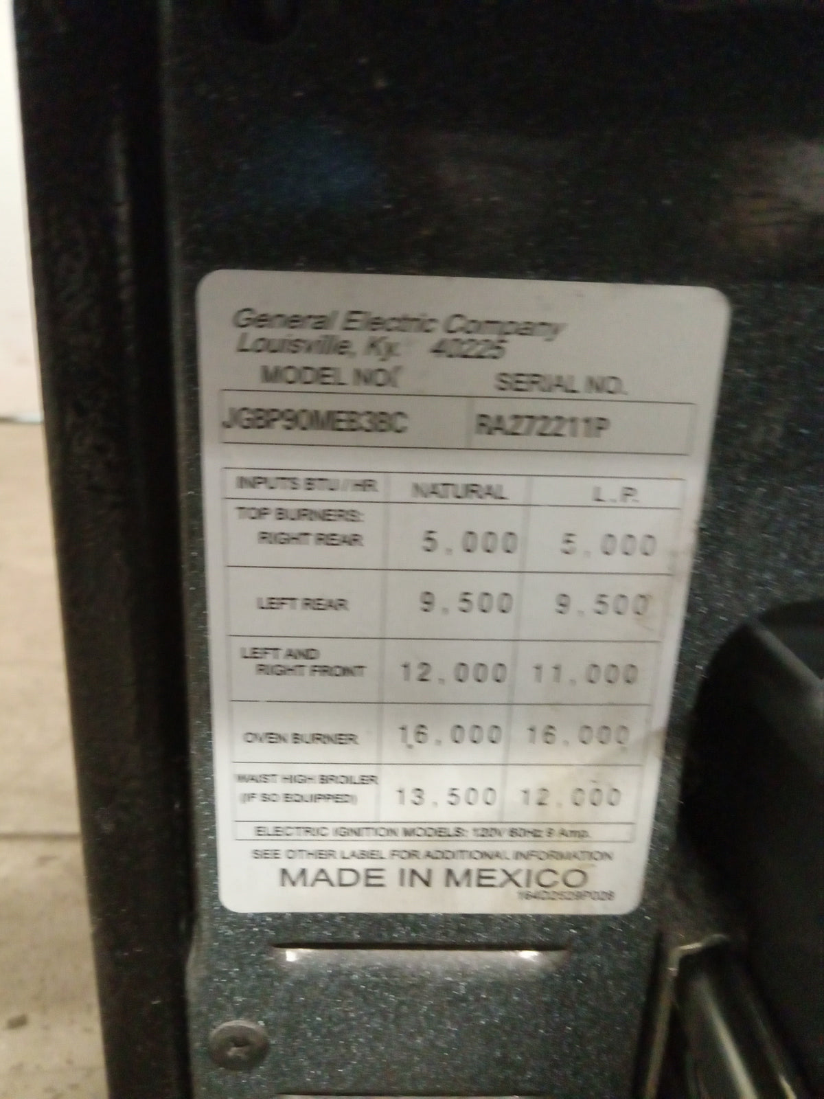 General Electric Spectra Gas Stove