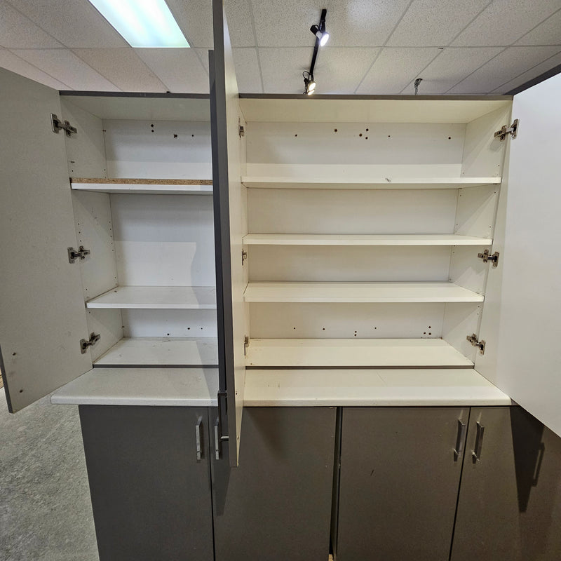 Flat Panel Grey Kitchen Cabinet Set