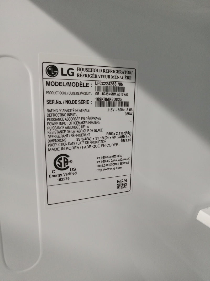 36"W LG French Door Refrigerator