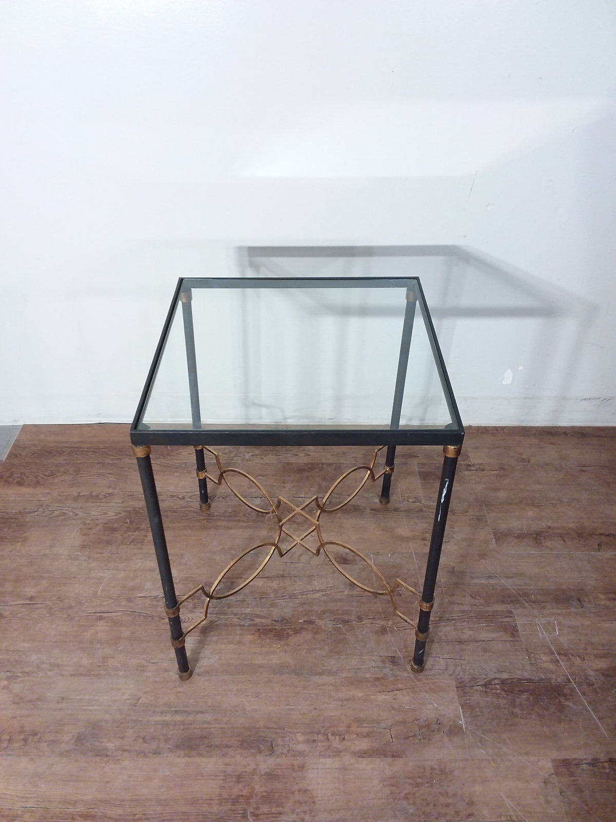 Tempered Glass Top Antique Side Table
