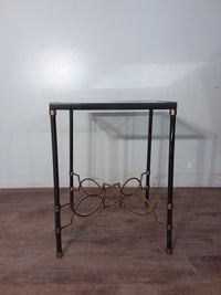 Tempered Glass Top Antique Side Table
